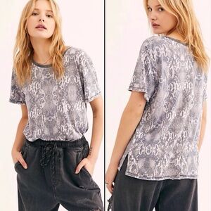 Free People Tourist Tee in Black Snake Combo Large